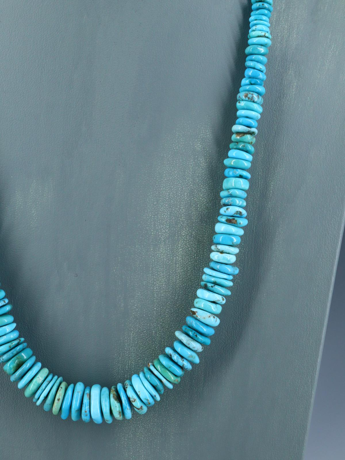 25" Navajo Single Strand Graduated Turquoise Necklace