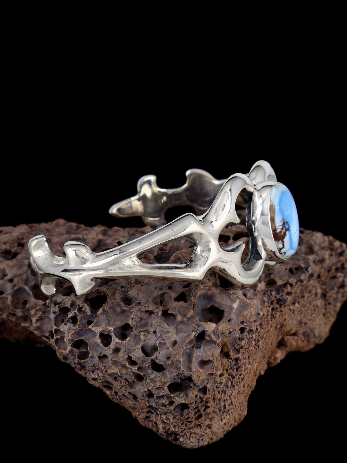 Navajo Golden Hill Turquoise Sterling Silver Cuff Bracelet