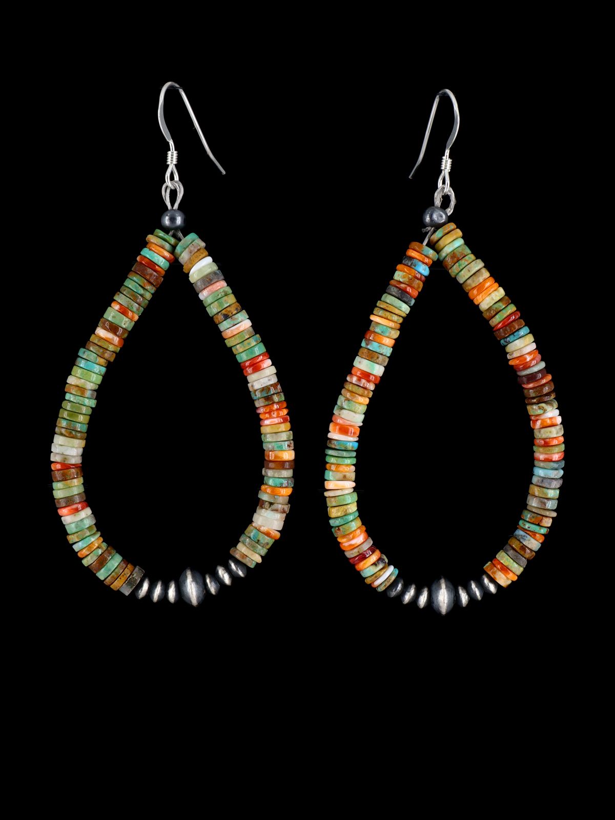 Spiny Oyster and Turquoise Sterling Silver Bead Earrings