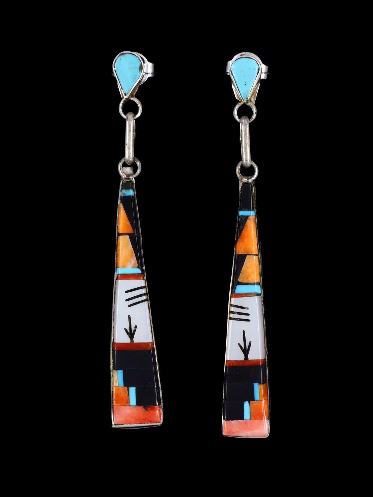 Native American Zuni Inlay Post Earrings