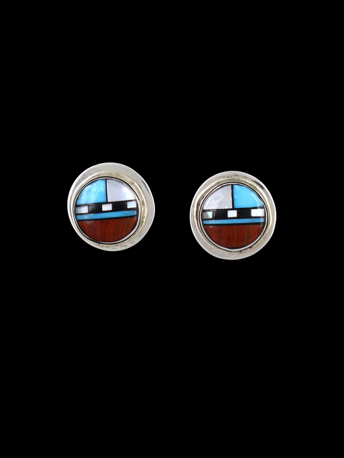 Multistone Zuni Inlay Dangle Earrings