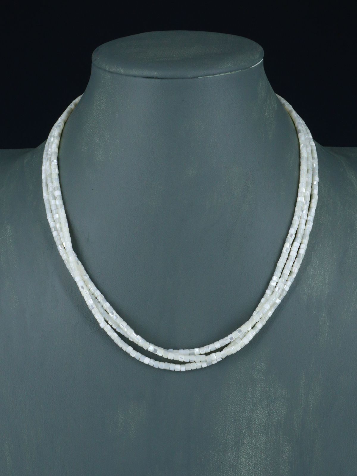 18" Native American Three Strand Mother of Pearl Necklace