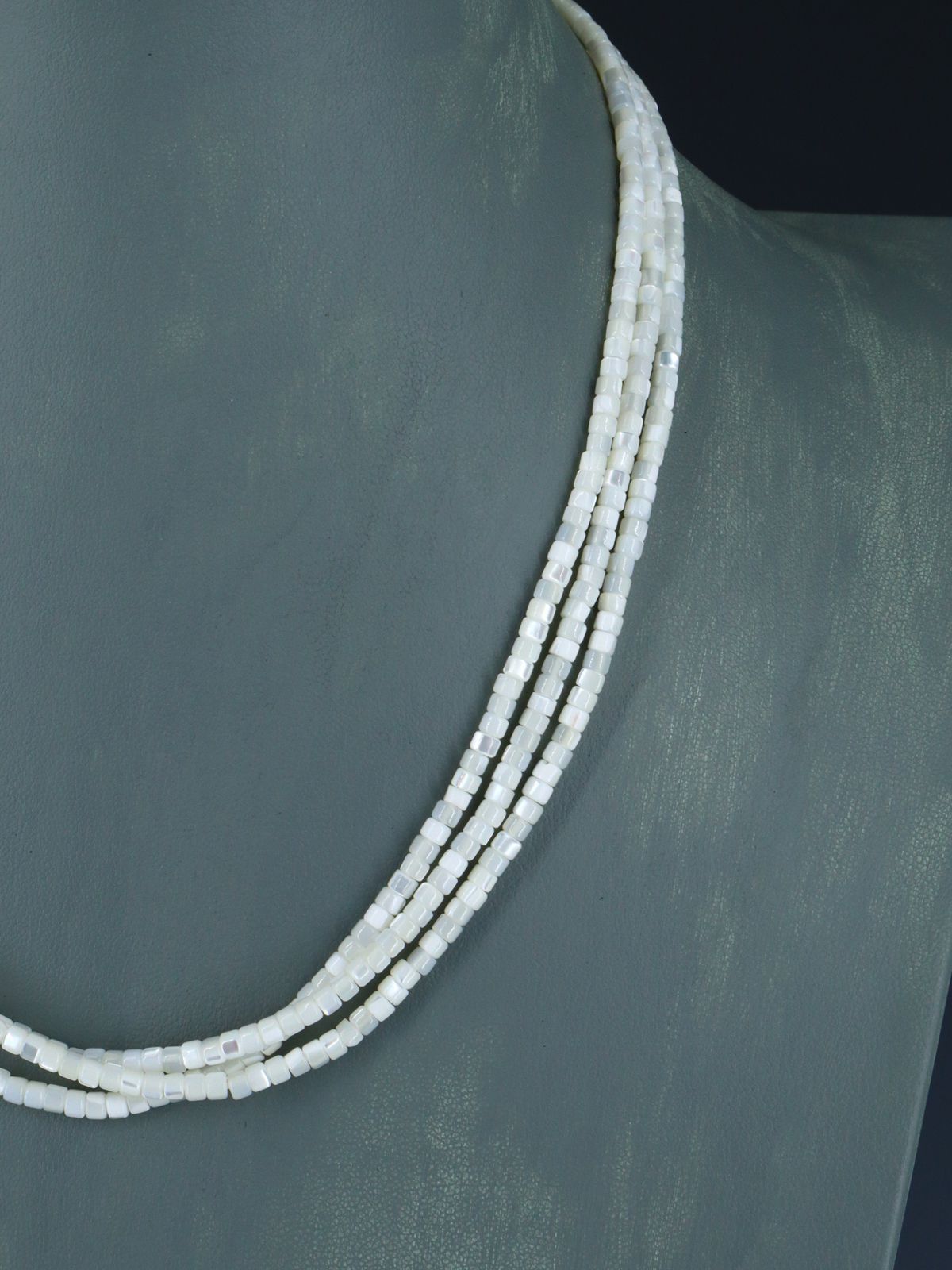 18" Native American Three Strand Mother of Pearl Necklace
