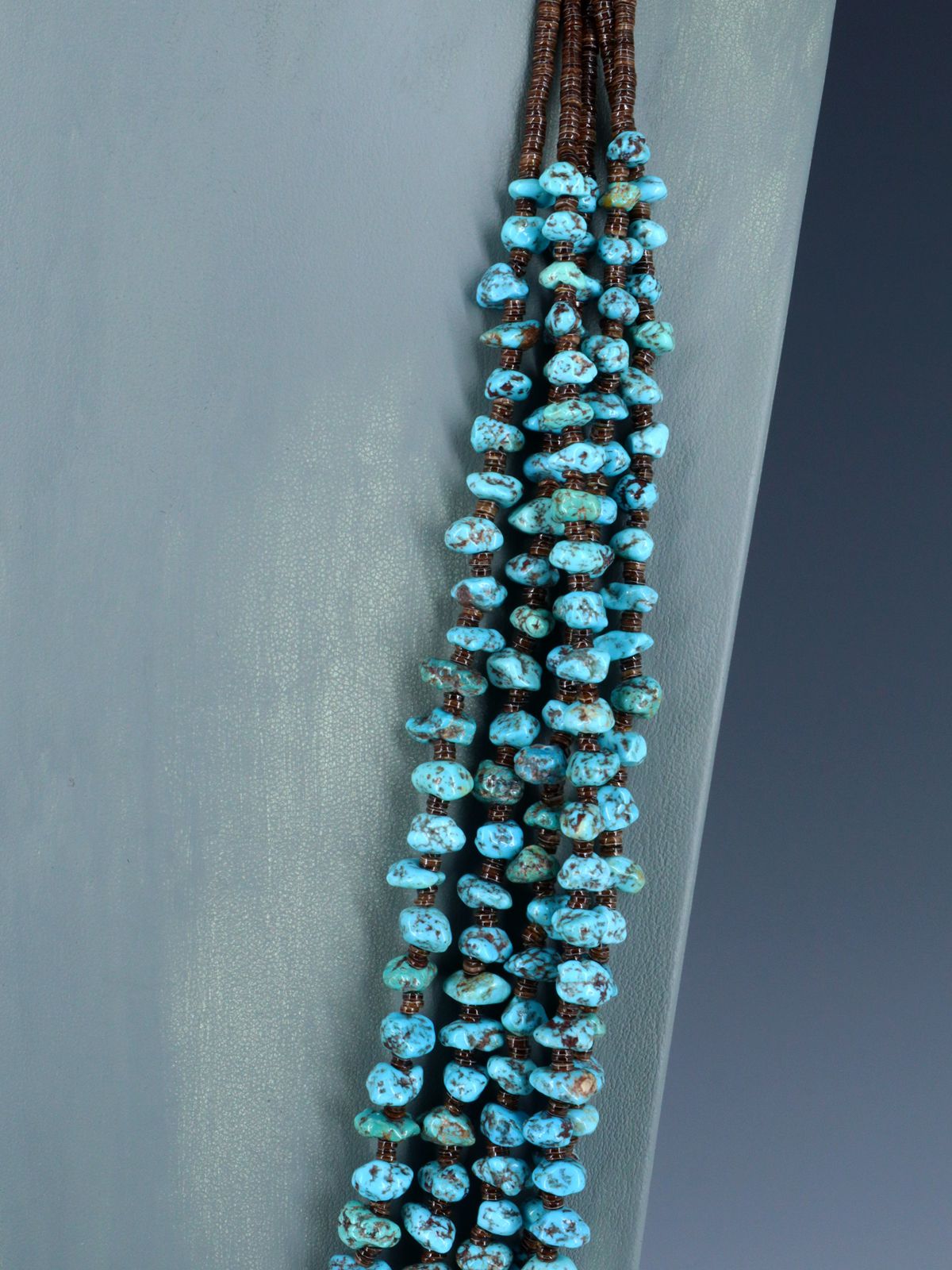 Native American Santo Domingo Turquoise Nugget Five Strand Necklace