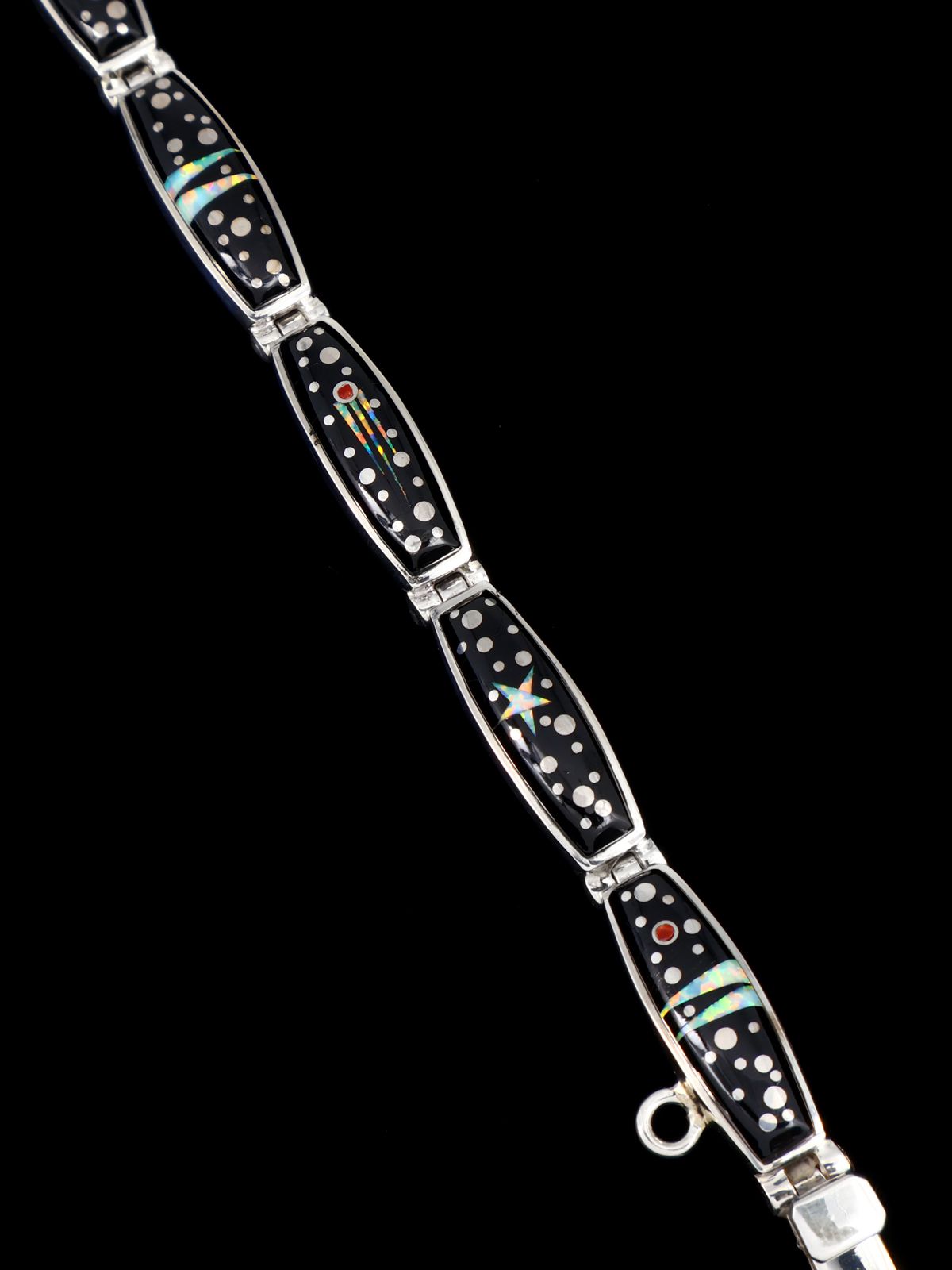 Native American Sterling Silver Night Sky Inlay Link Bracelet