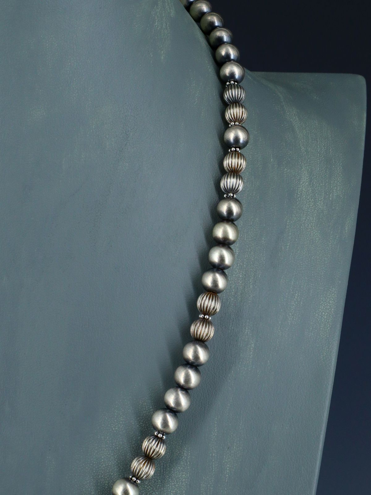 Navajo Sterling Silver 8mm Beaded Necklace