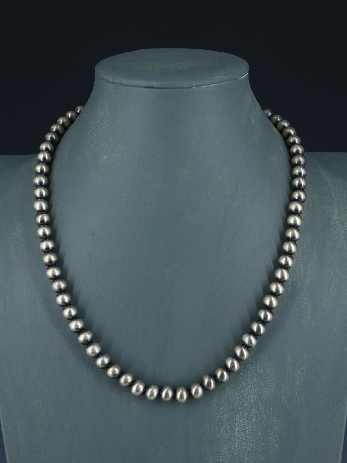 Navajo Sterling Silver 8mm Beaded Necklace