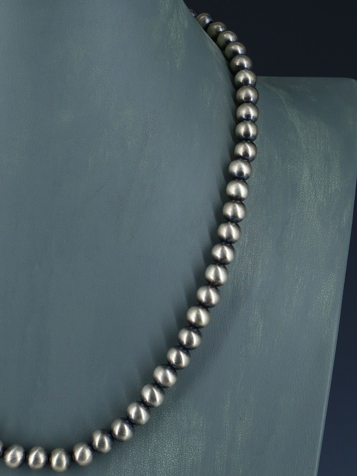 Navajo Sterling Silver 8mm Beaded Necklace