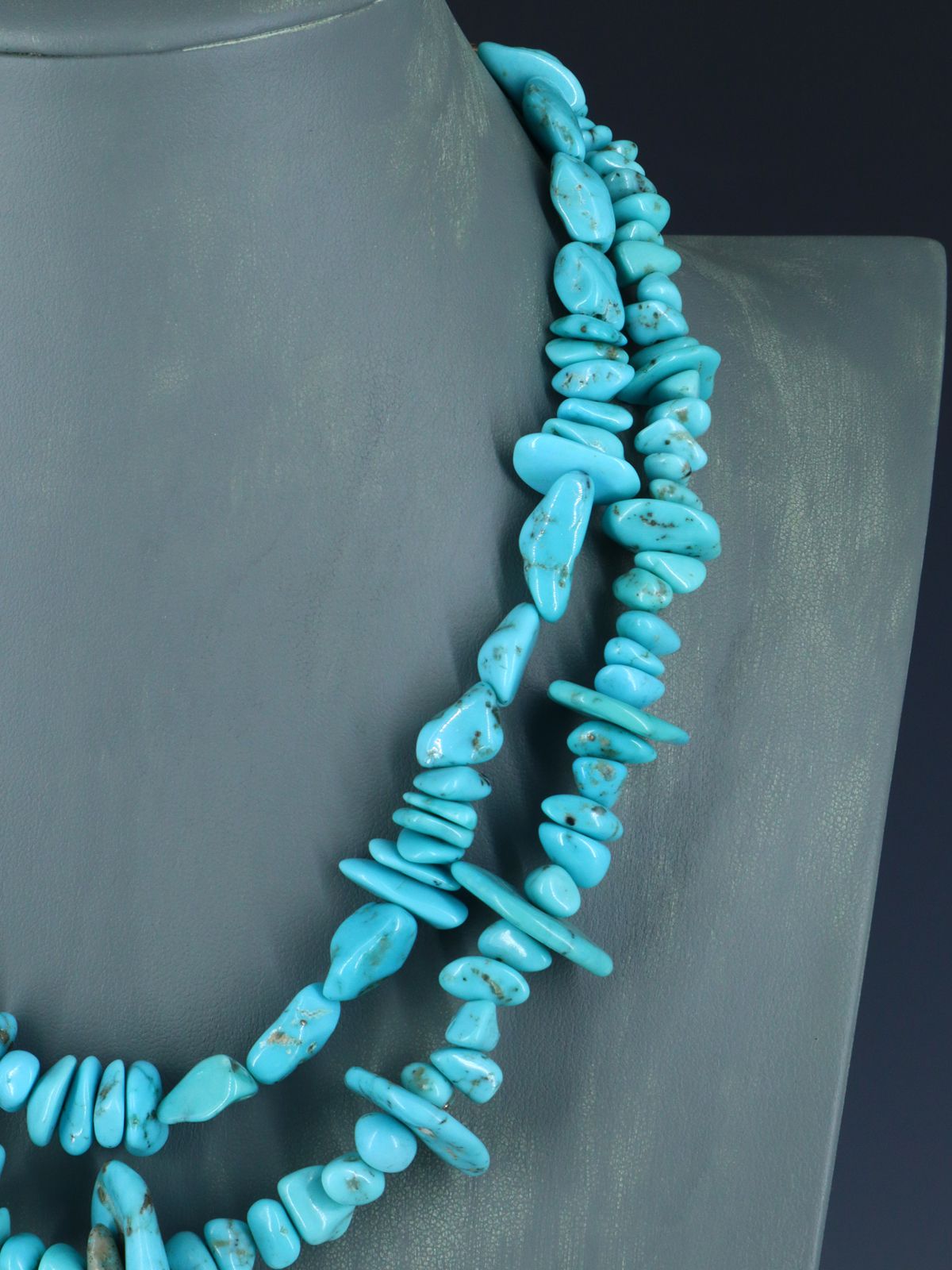 Native American Indian Jewelry Two Strand Turquoise Necklace