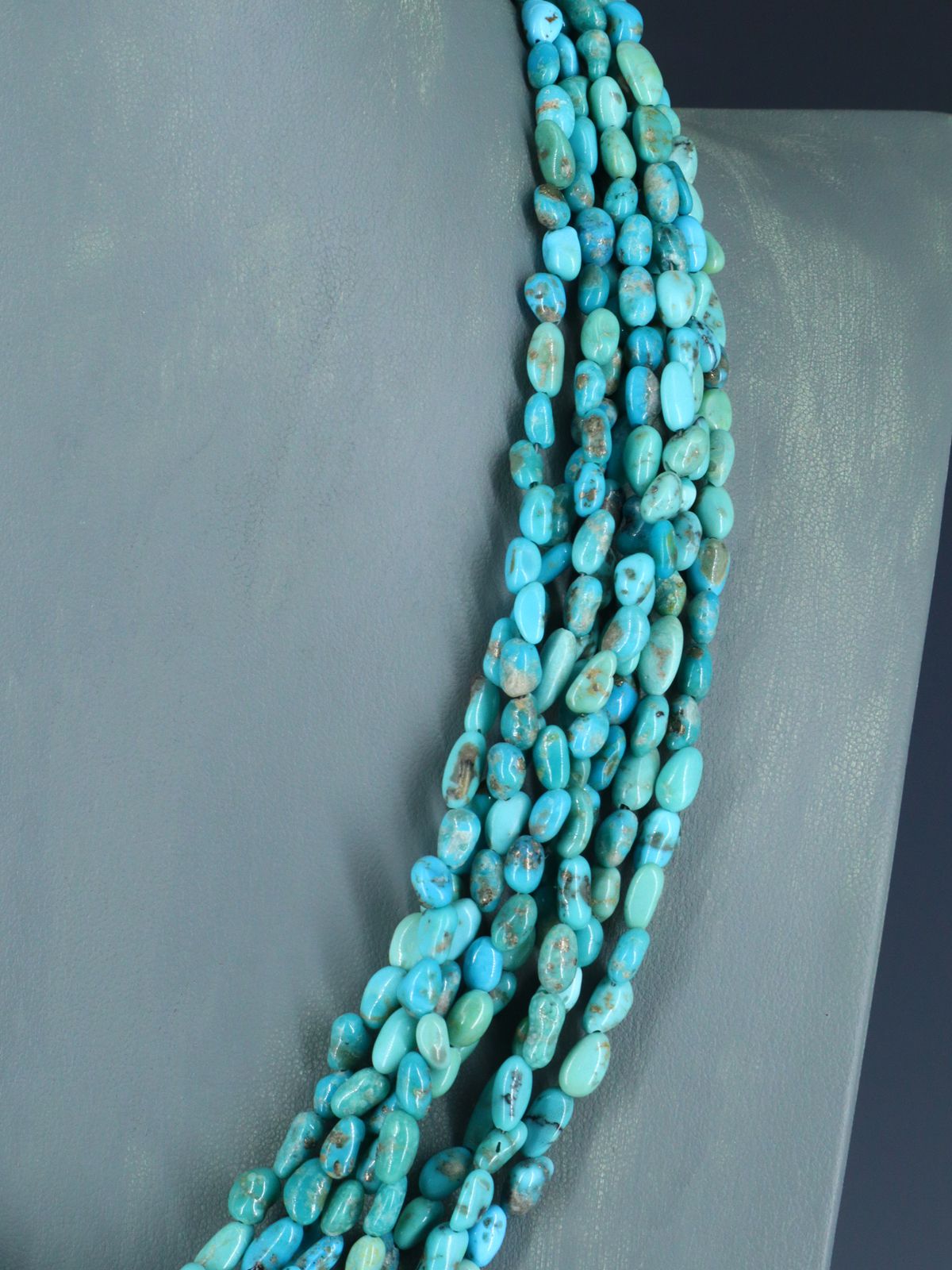 Eight Strand Native American Jewelry Campitos Turquoise Beaded Necklace