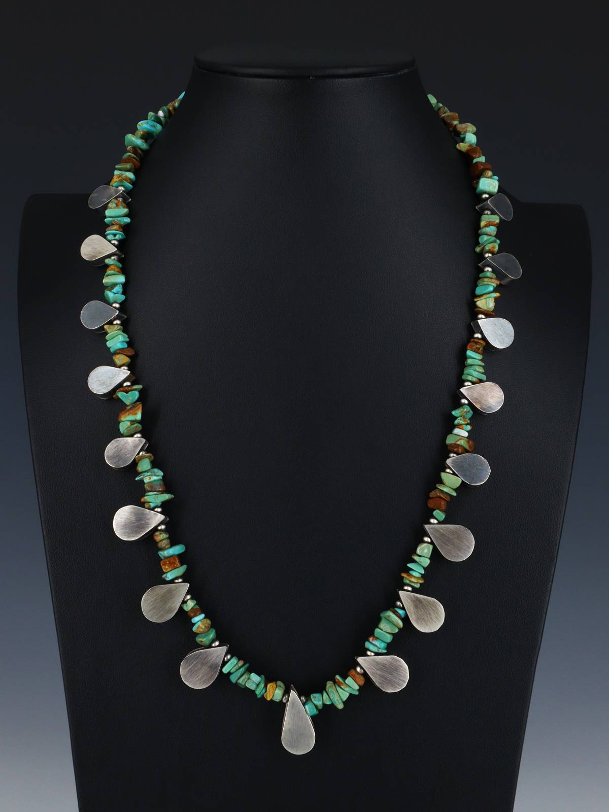 24" Native American Jewelry Single Strand Turquoise Tear Drop Necklace Set