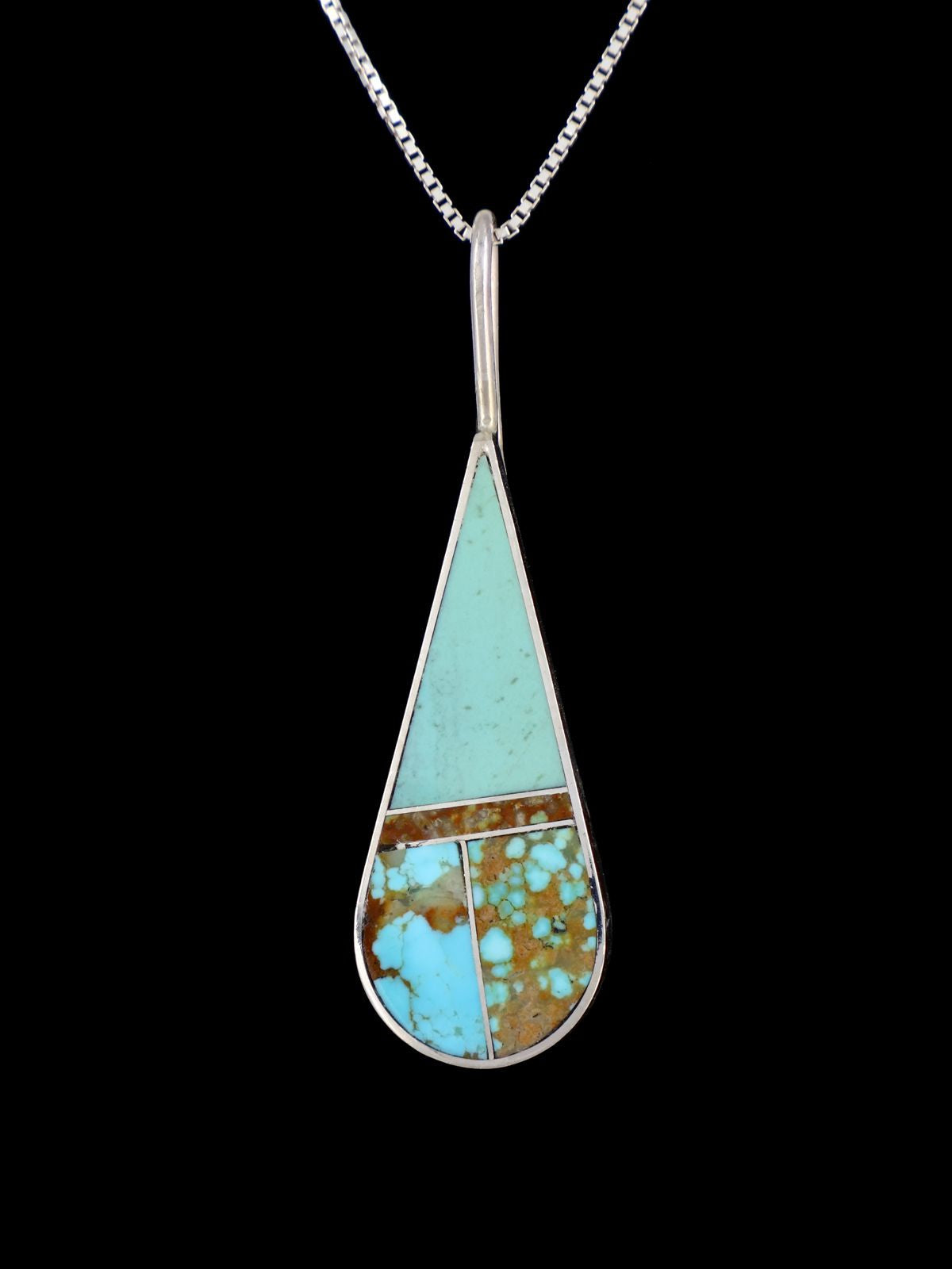Navajo Turquoise Sterling Silver Inlay Pendant