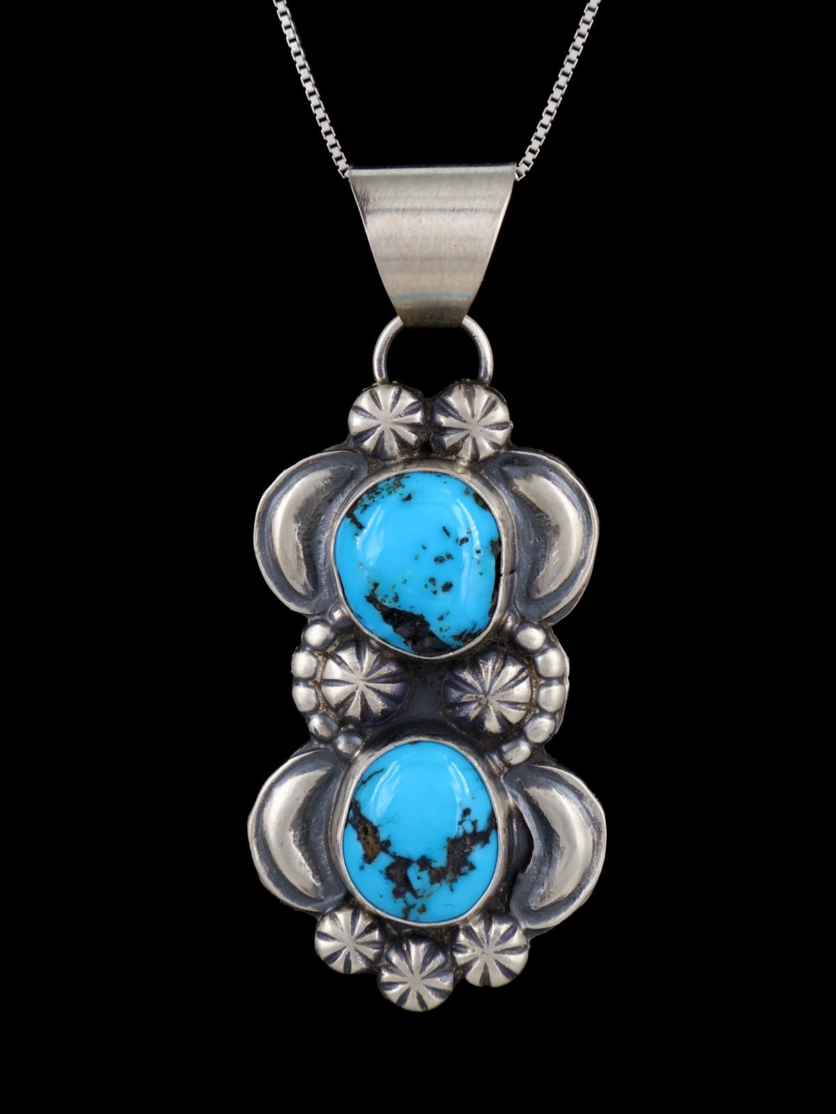 Native American Sterling Silver Kingman Turquoise Pendant