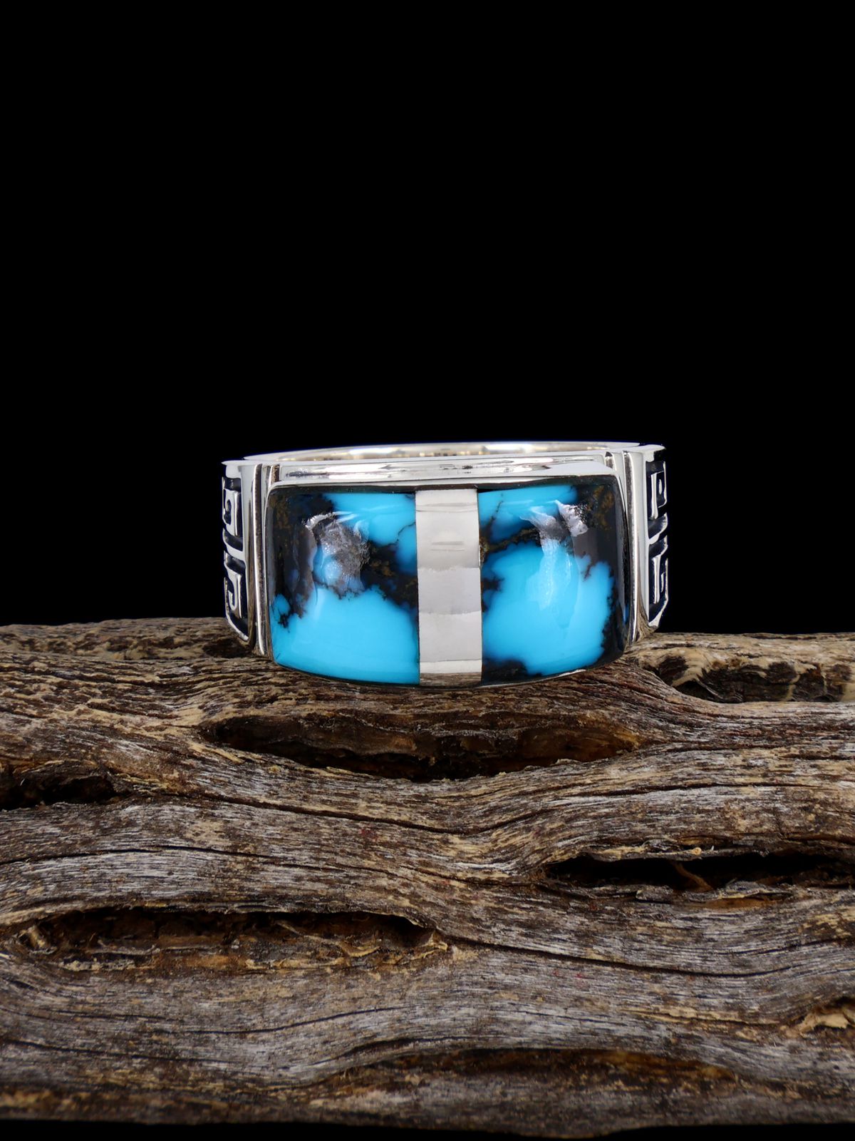 Turquoise Inlay Ring, Size 11 1/2