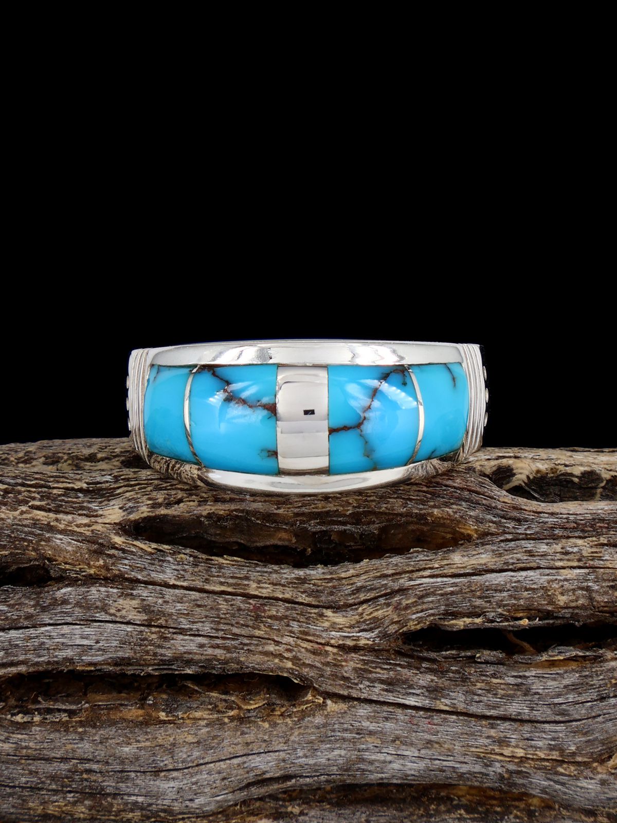 Turquoise Inlay Ring, Size 10 3/4