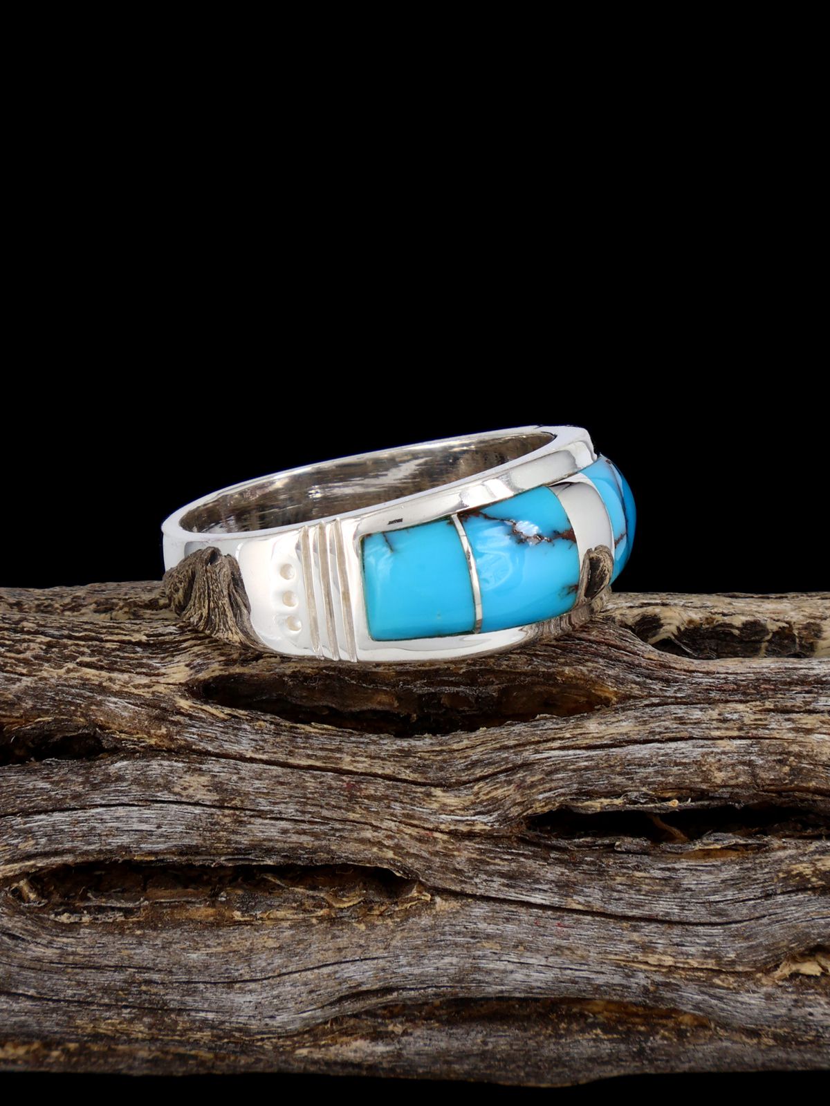 Turquoise Inlay Ring, Size 10 3/4