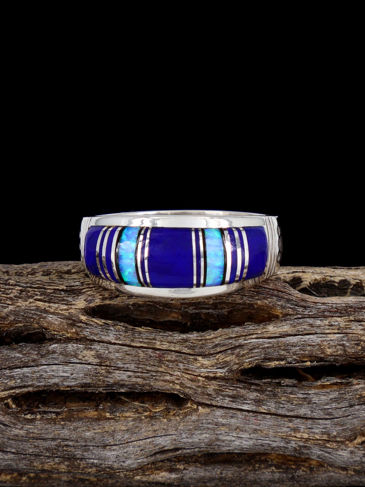 Lapis and Opalite Inlay Ring, Size 11