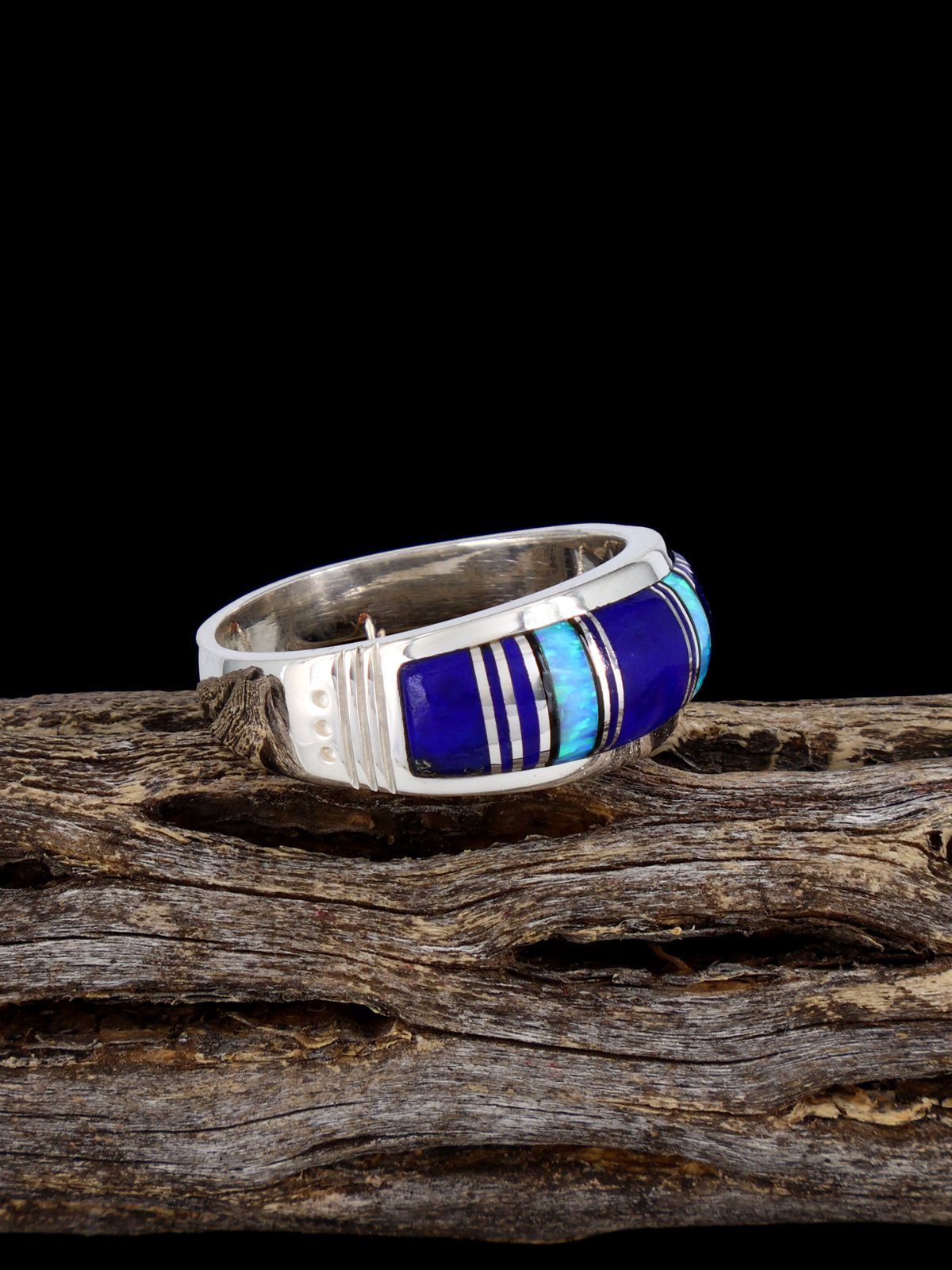 Lapis and Opalite Inlay Ring, Size 11
