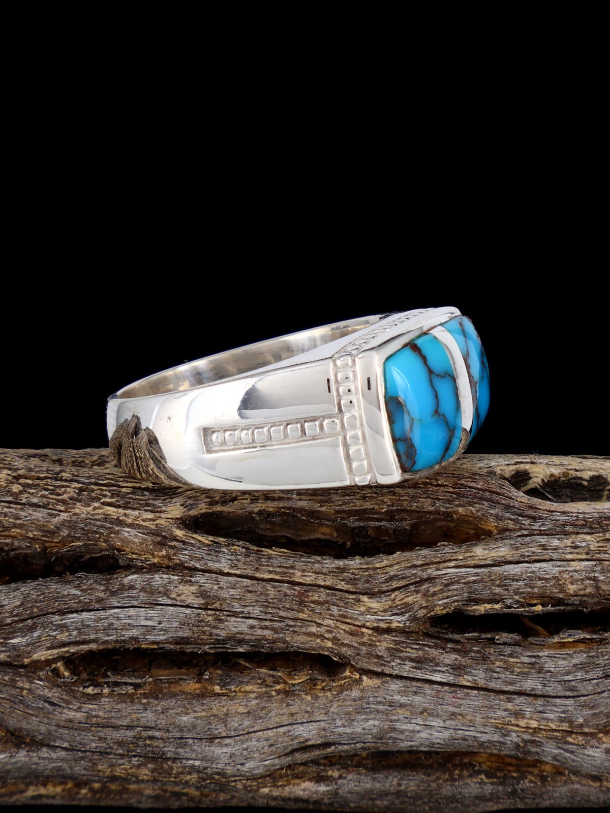 Turquoise Inlay Ring, Size 10 1/2