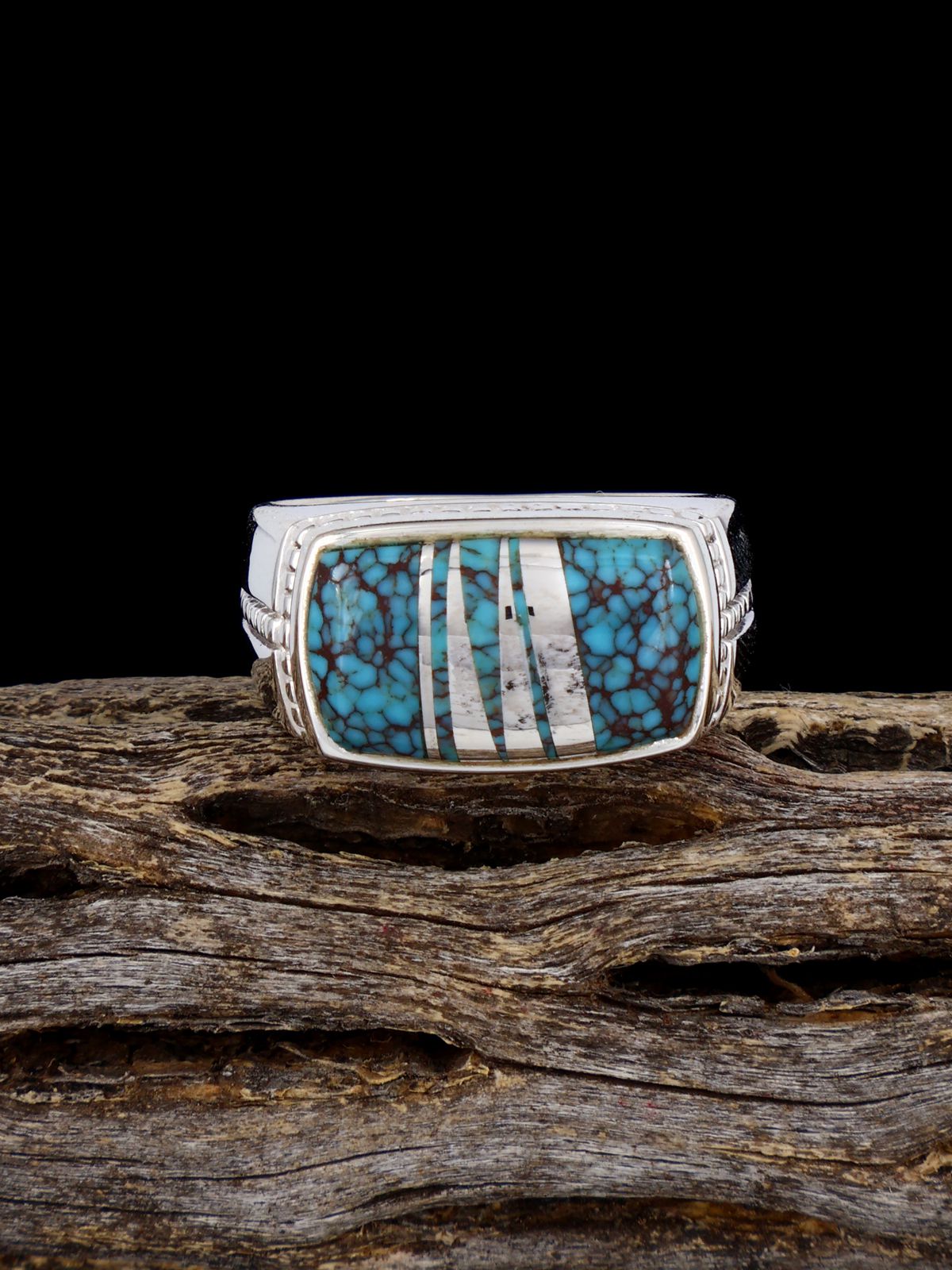 Turquoise Inlay Ring, Size 8 1/2