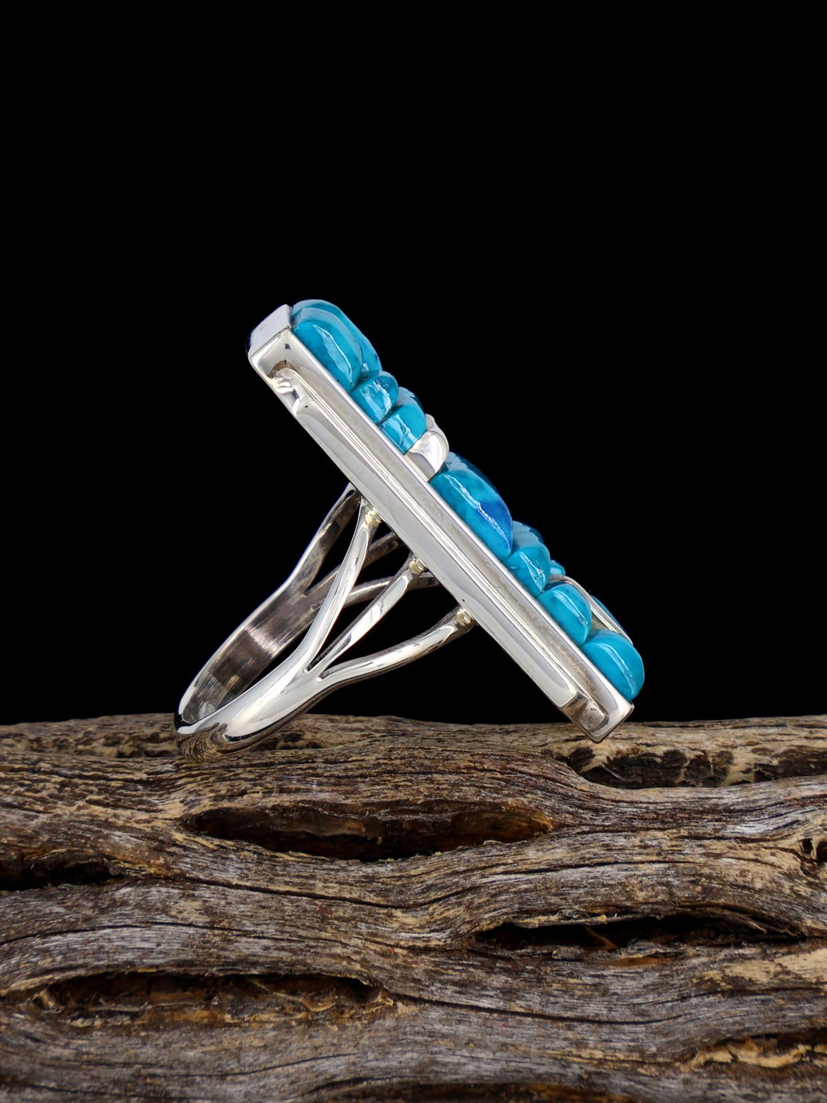 Shattuckite Cobblestone Inlay Ring, Size 8