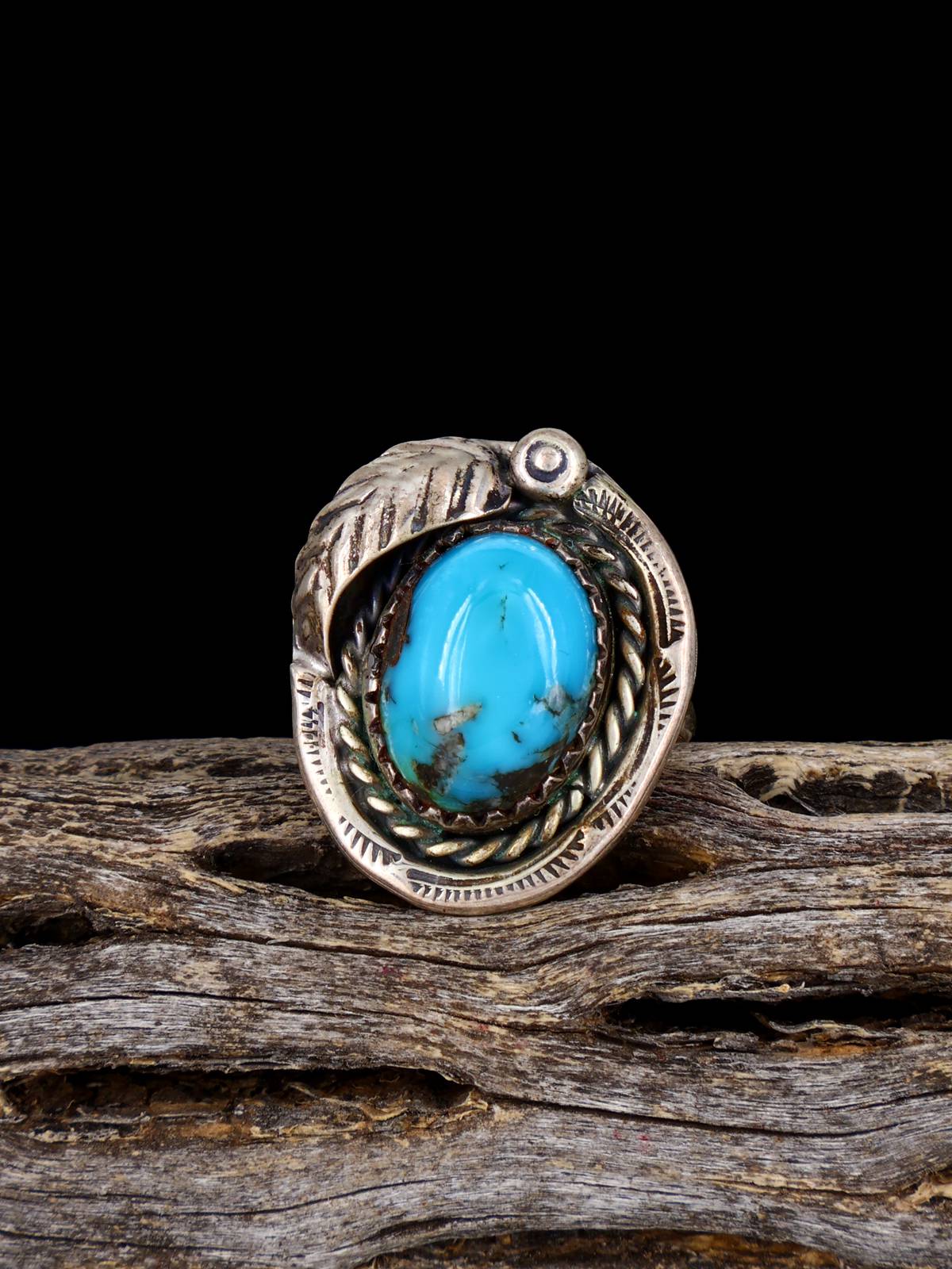 Estate Sterling Silver Turquoise Ring, Size 5 1/2