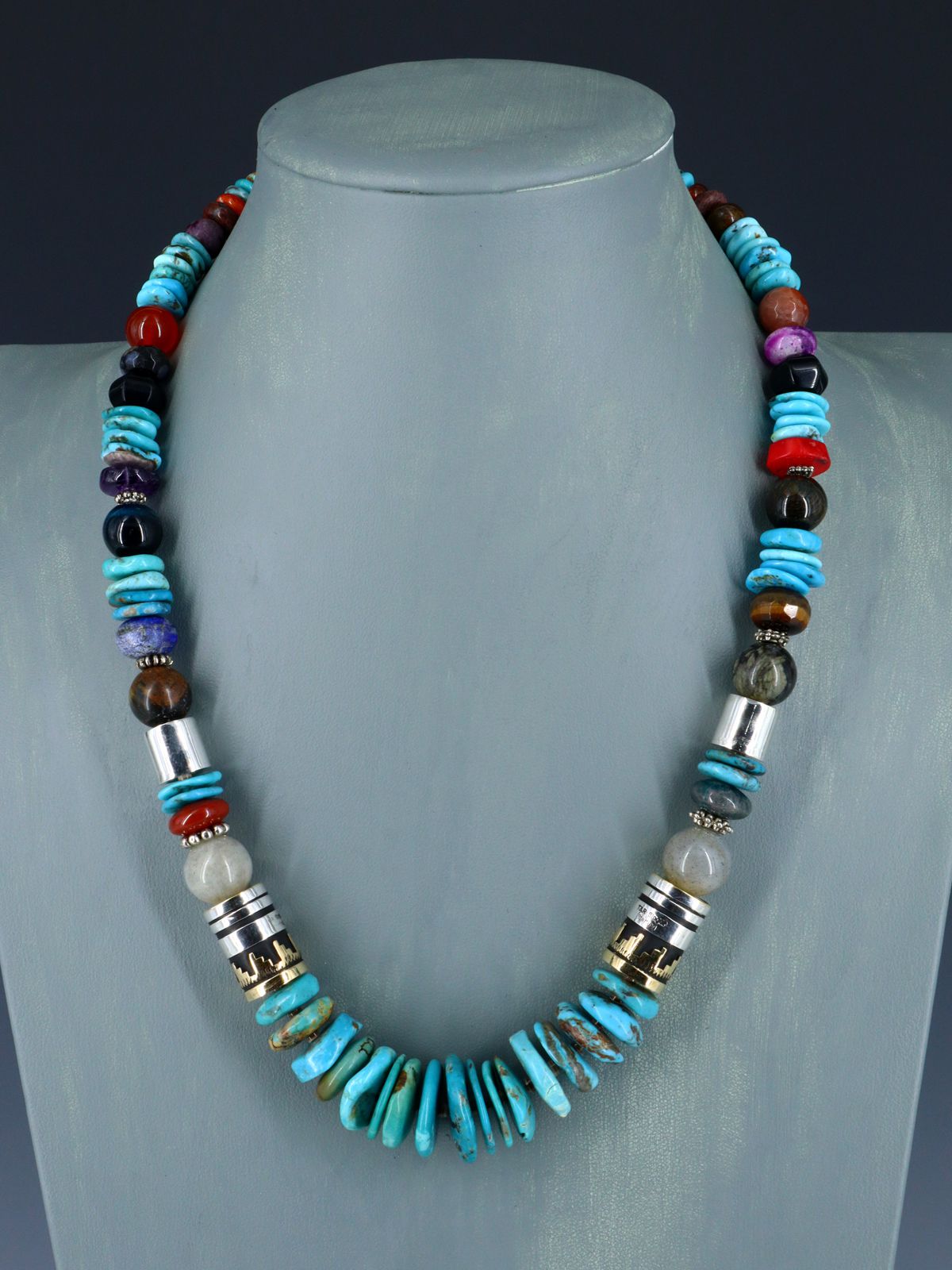 Navajo 21" Turquoise Large Single Strand Beaded Necklace