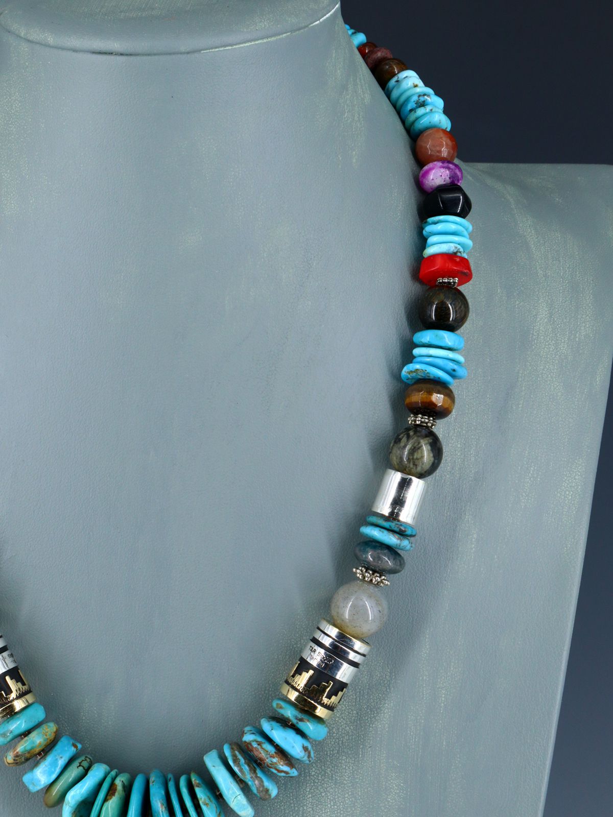 Navajo 21" Turquoise Large Single Strand Beaded Necklace