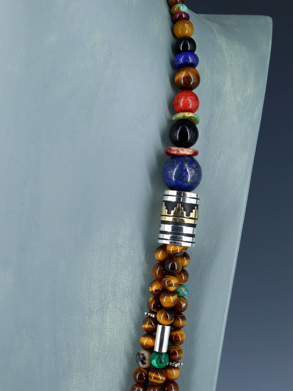 30" Navajo Tiger Eye Multi Strand Beaded Necklace