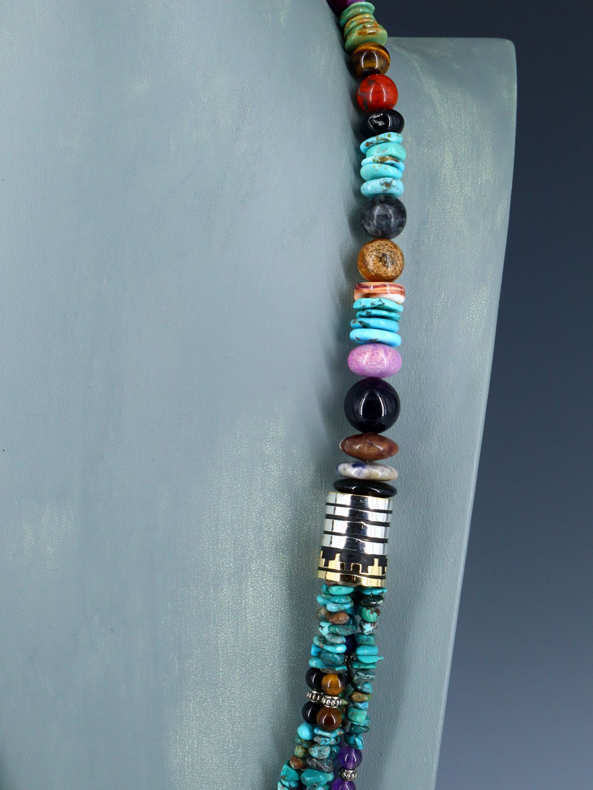 30" Navajo Turquoise Multi Strand Beaded Necklace