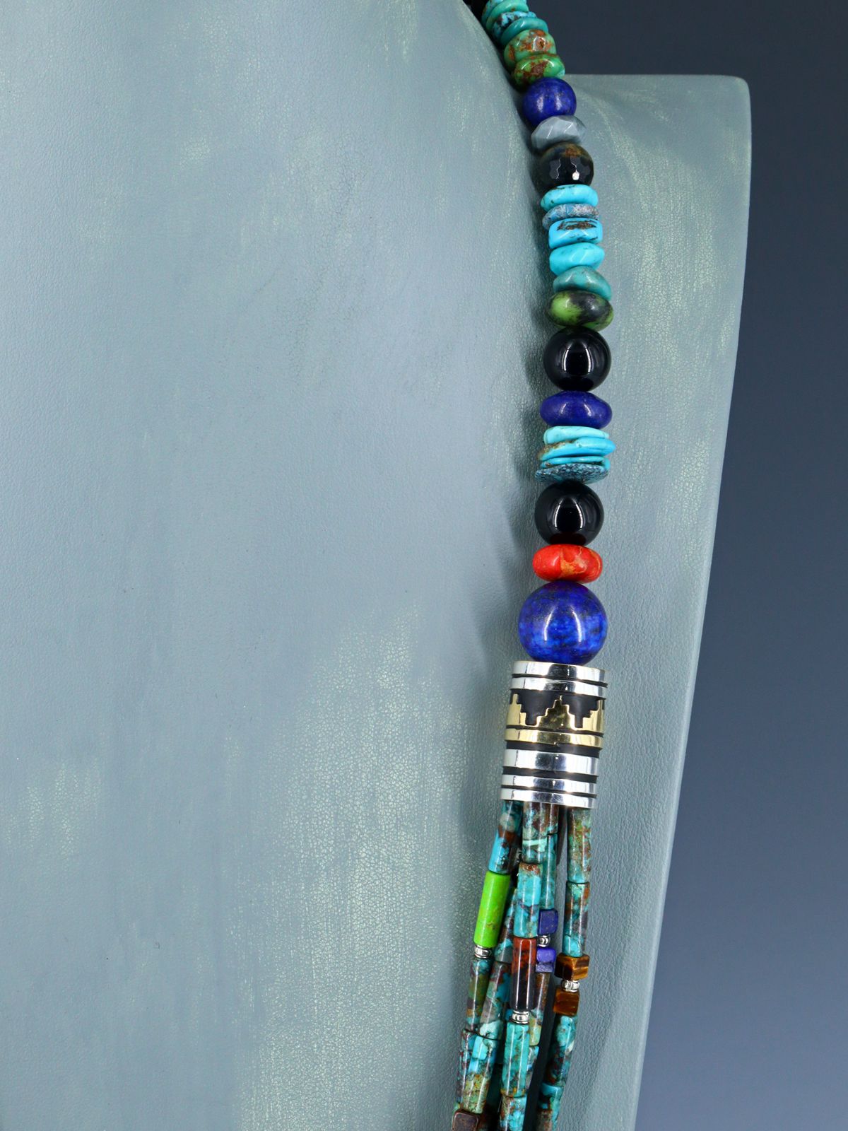 30" Navajo Turquoise Multi Strand Beaded Necklace