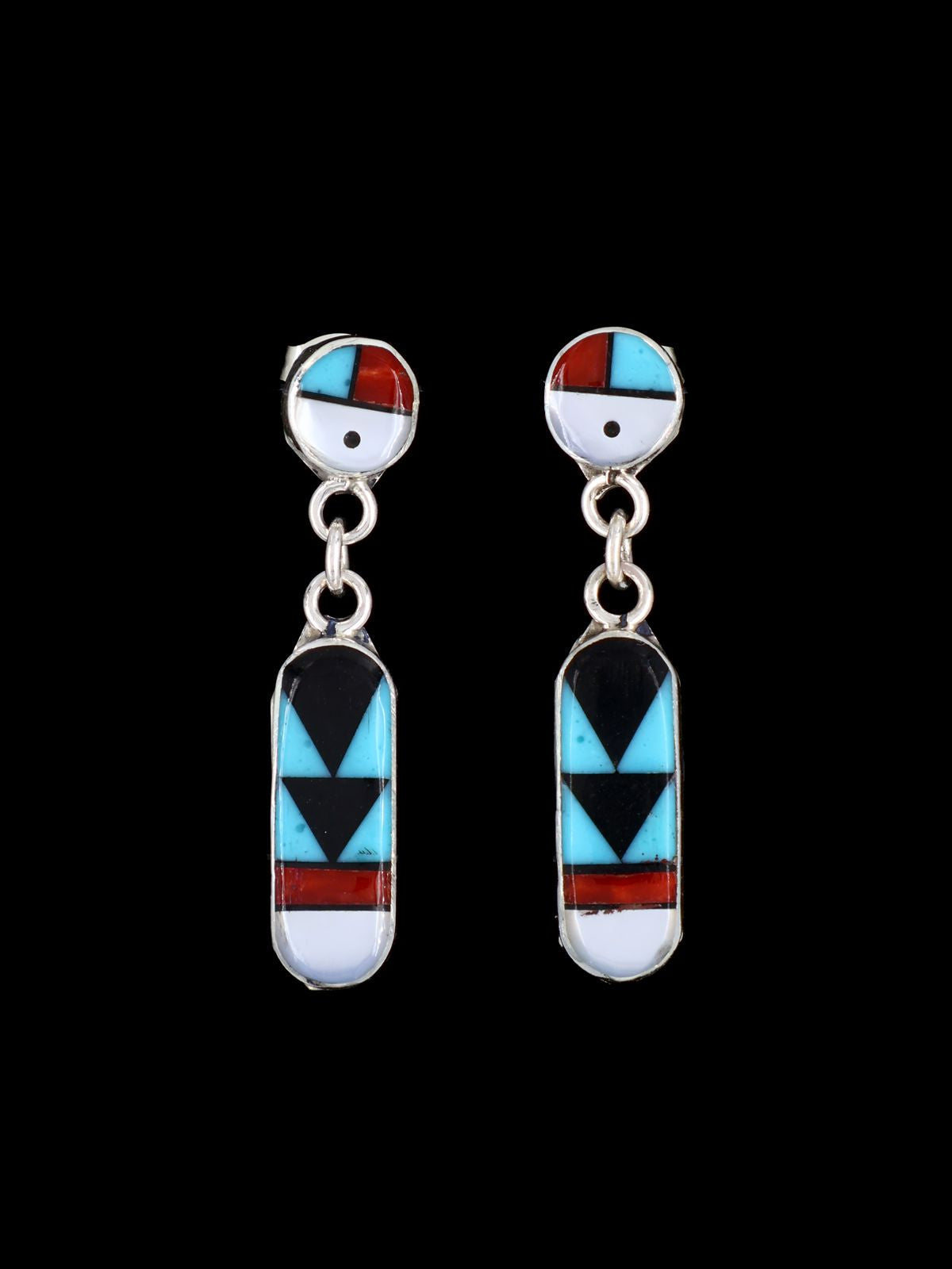 Zuni Inlay Zia Sunface Post Earrings