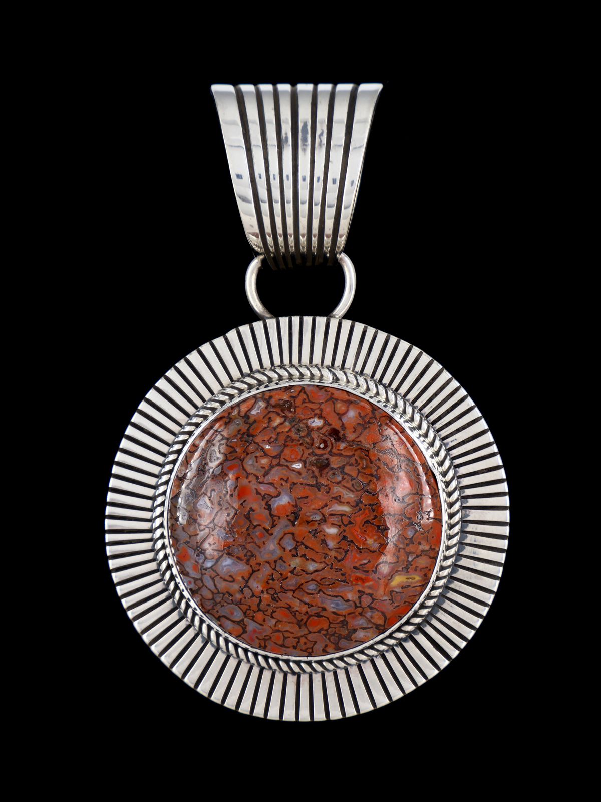 Native American Sterling Silver Cold Chisel Dinosaur Bone Pendant