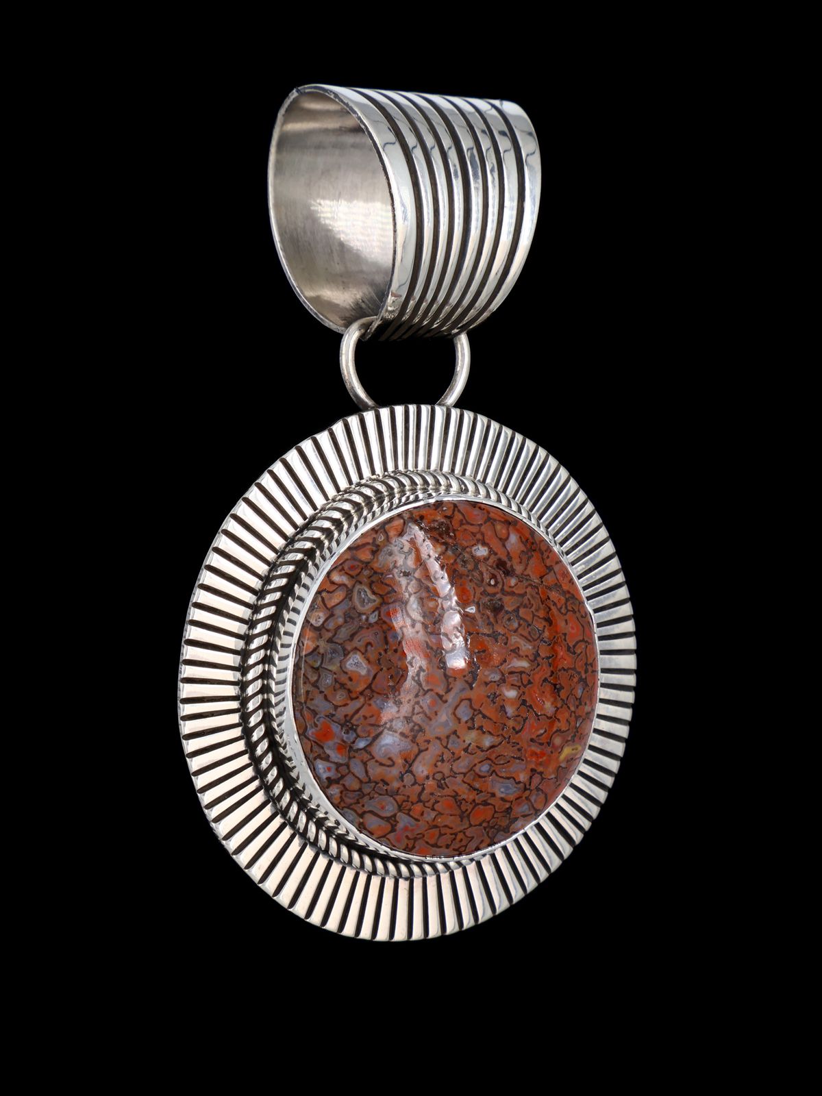 Native American Sterling Silver Cold Chisel Dinosaur Bone Pendant