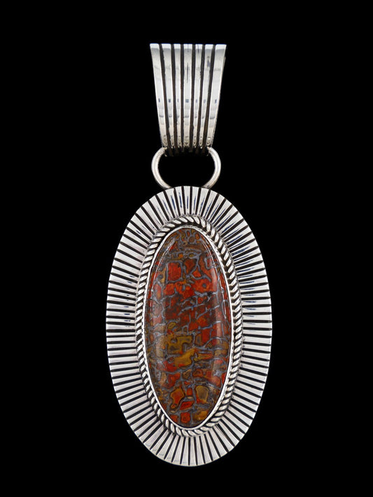 Native American Sterling Silver Cold Chisel Dinosaur Bone Pendant