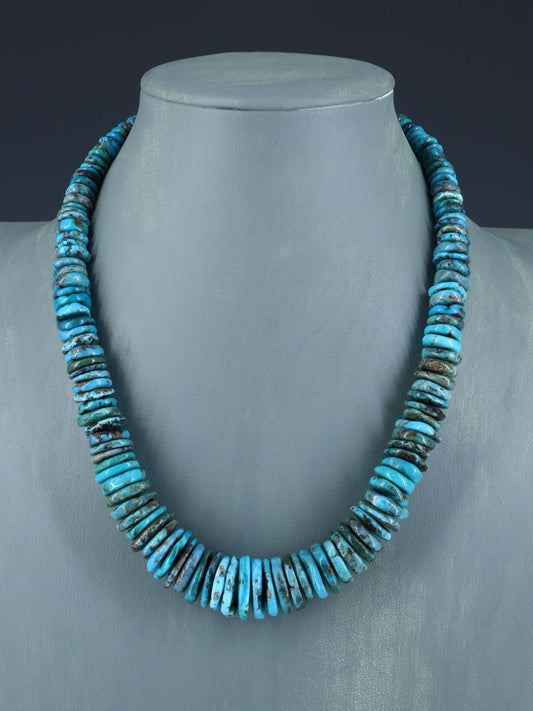 Navajo Single Strand Graduated Turquoise Disc Necklace