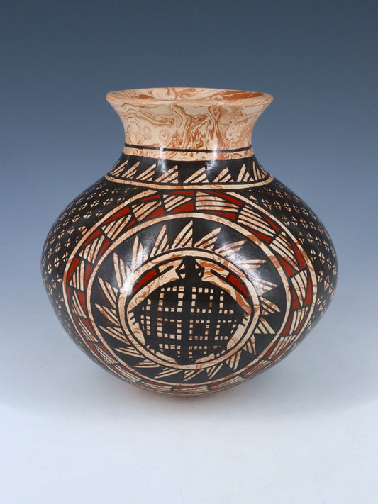 Mata Ortiz Hand Coiled Mezcla Clay Pottery Vase
