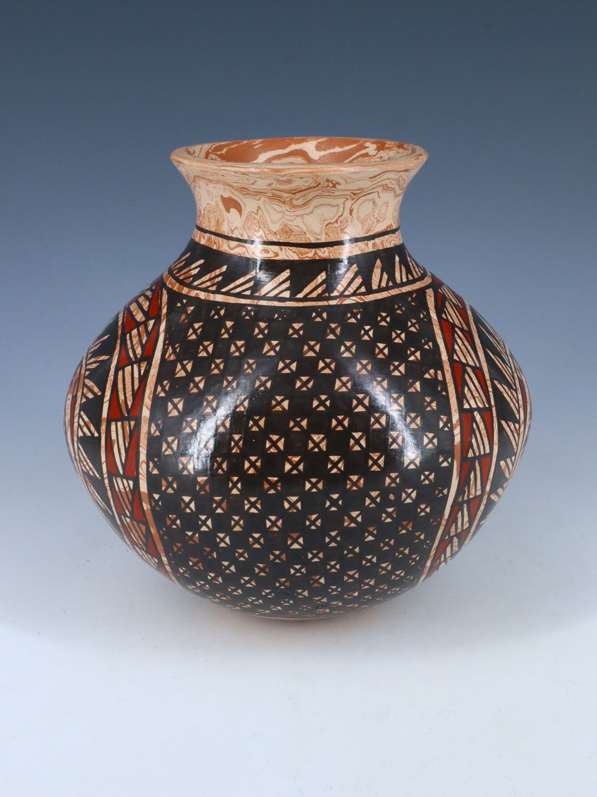 Mata Ortiz Hand Coiled Mezcla Clay Pottery Vase