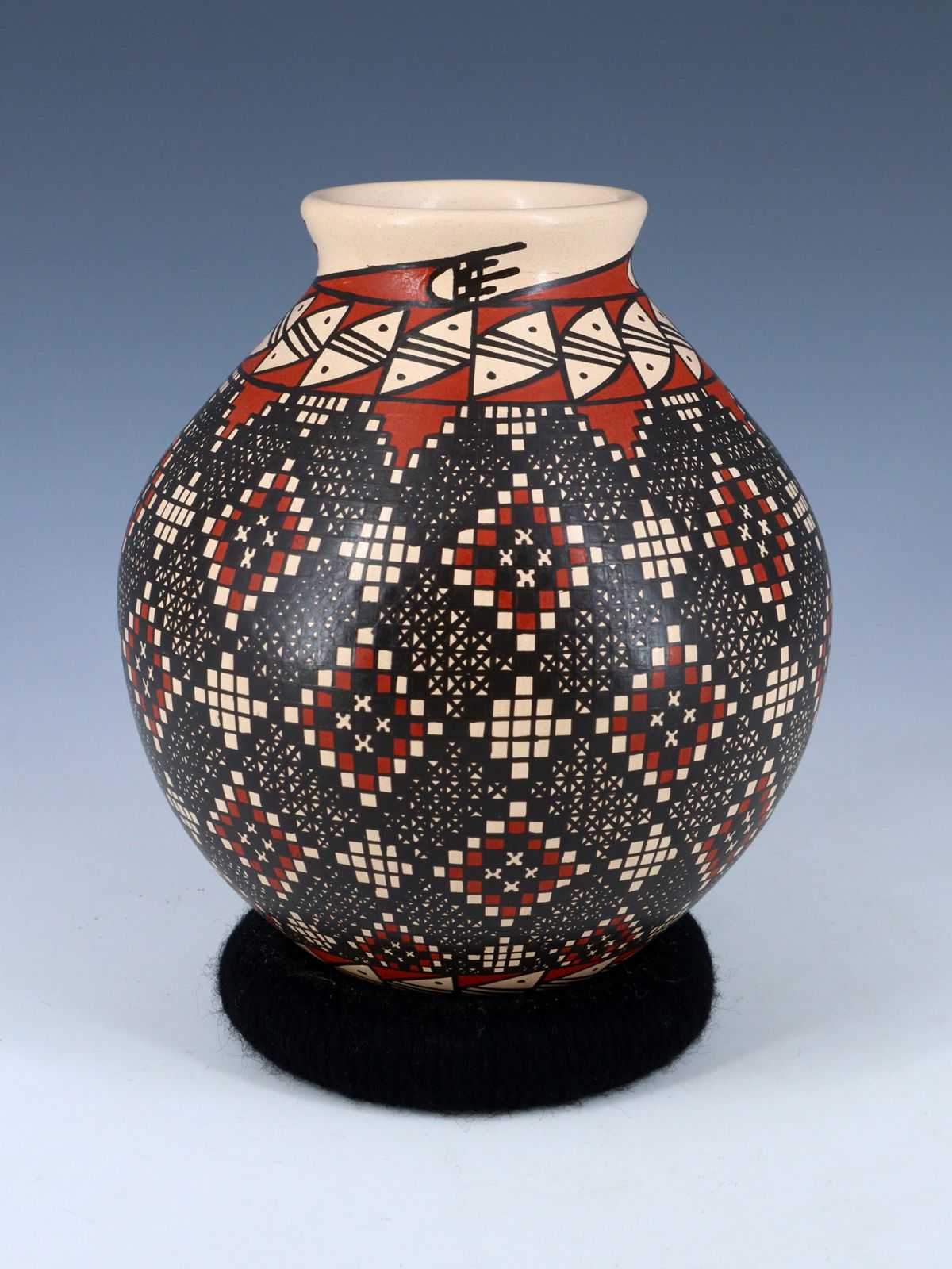 Mata Ortiz Hand Coiled Checkerboard Pottery