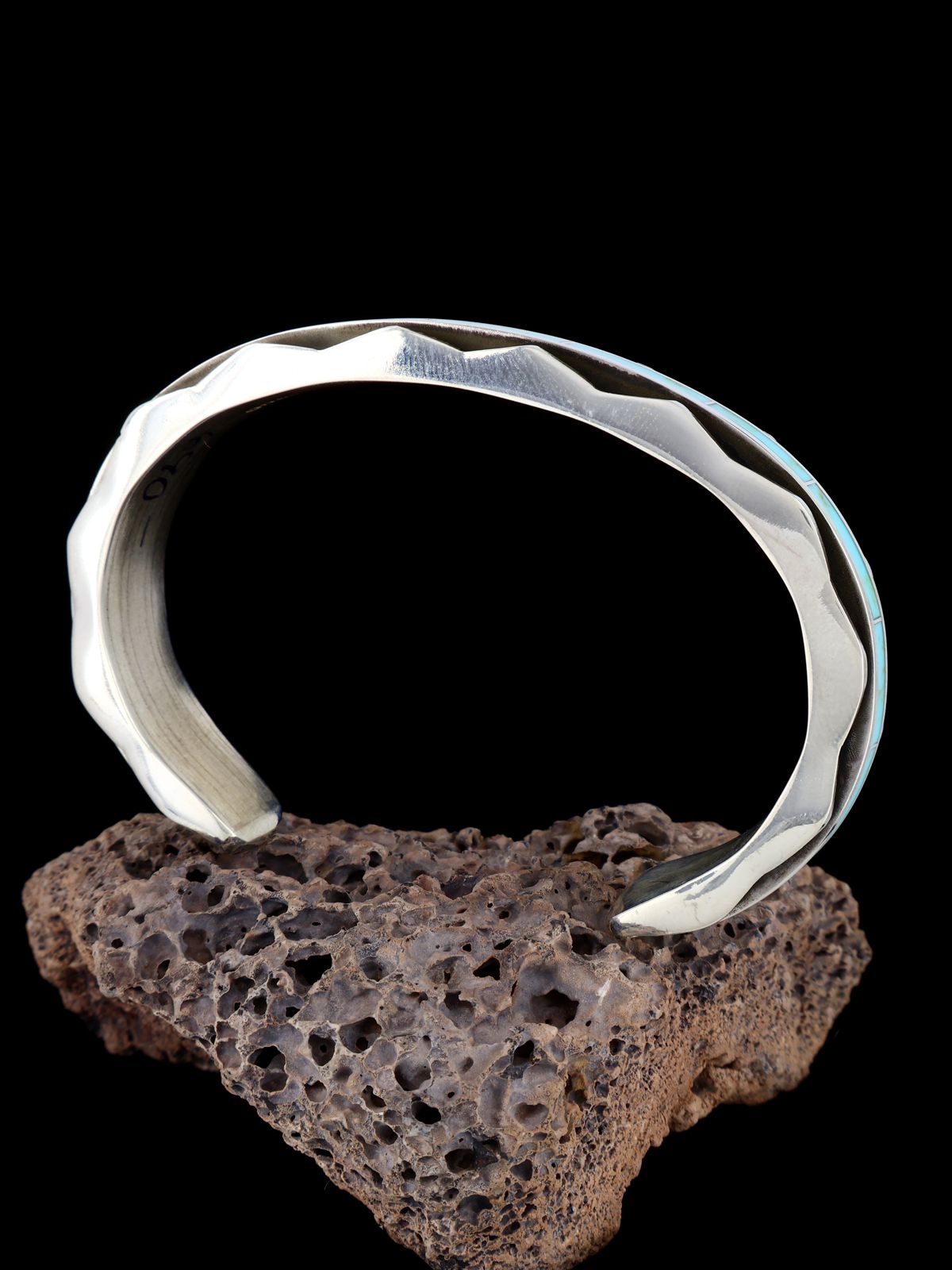 Zuni Inlay Sterling Silver Turquoise Cuff Bracelet