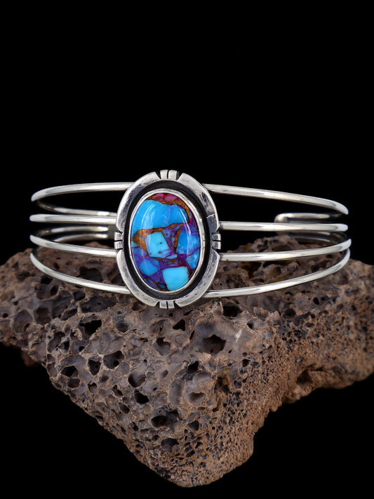 Native American Sterling Silver Compressed Dyed Turquoise Bracelet