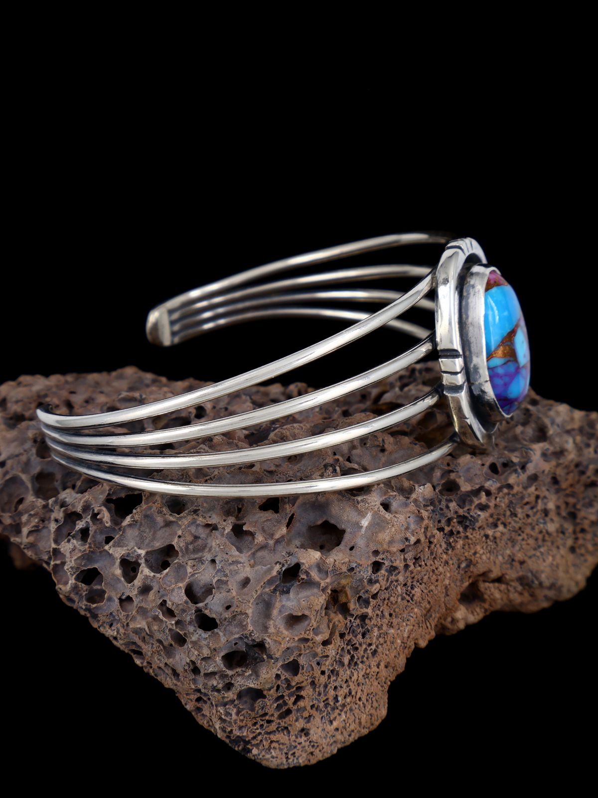 Native American Sterling Silver Compressed Dyed Turquoise Bracelet