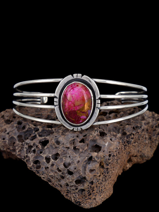 Native American Sterling Silver Compressed Spiny Oyster Bracelet