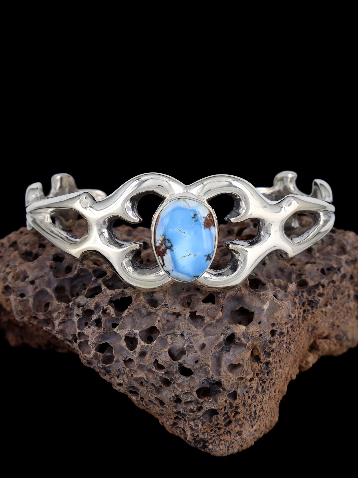 Navajo Golden Hill Turquoise Sterling Silver Cuff Bracelet