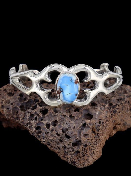 Navajo Golden Hill Turquoise Sterling Silver Cuff Bracelet