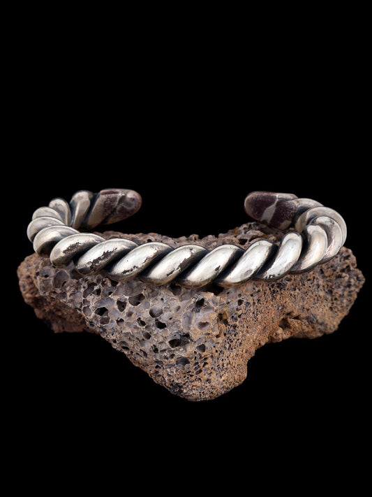 Vintage Estate Sterling Silver Twisted Rope Cuff Bracelet