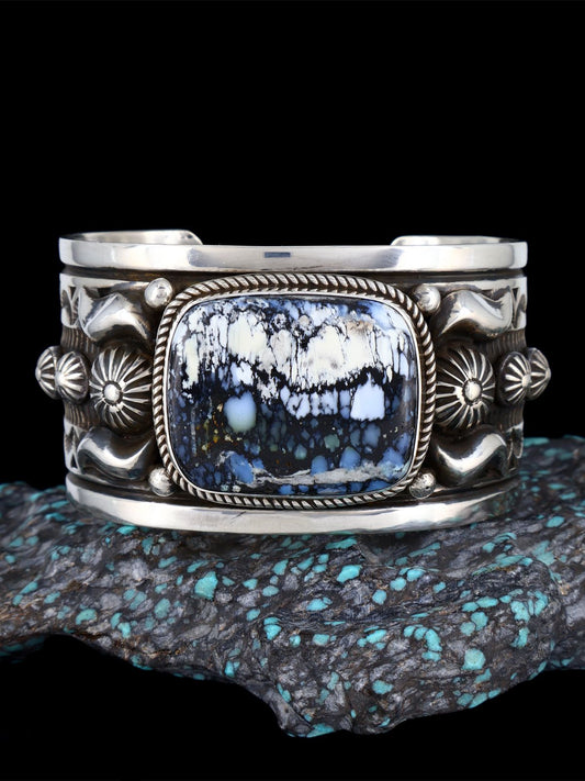 Native American Sterling Silver Wild Blue Cuff Bracelet