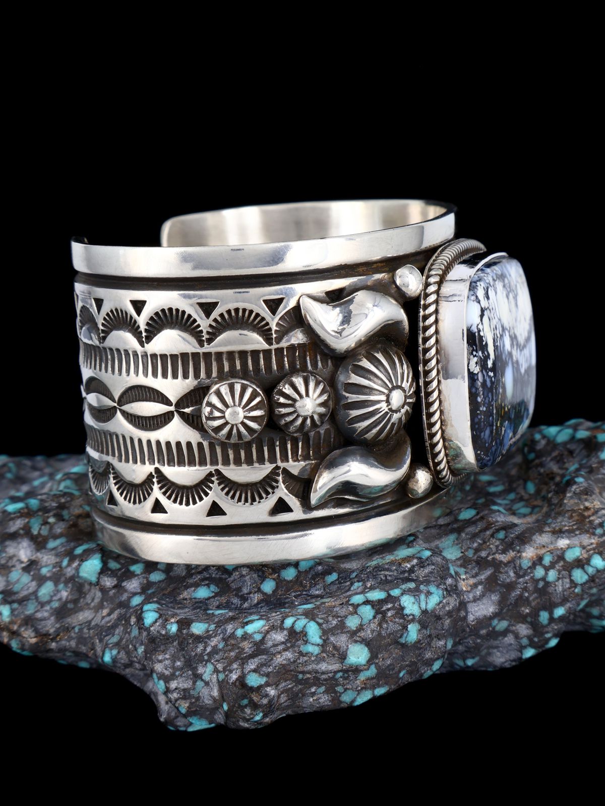 Native American Sterling Silver Wild Blue Cuff Bracelet