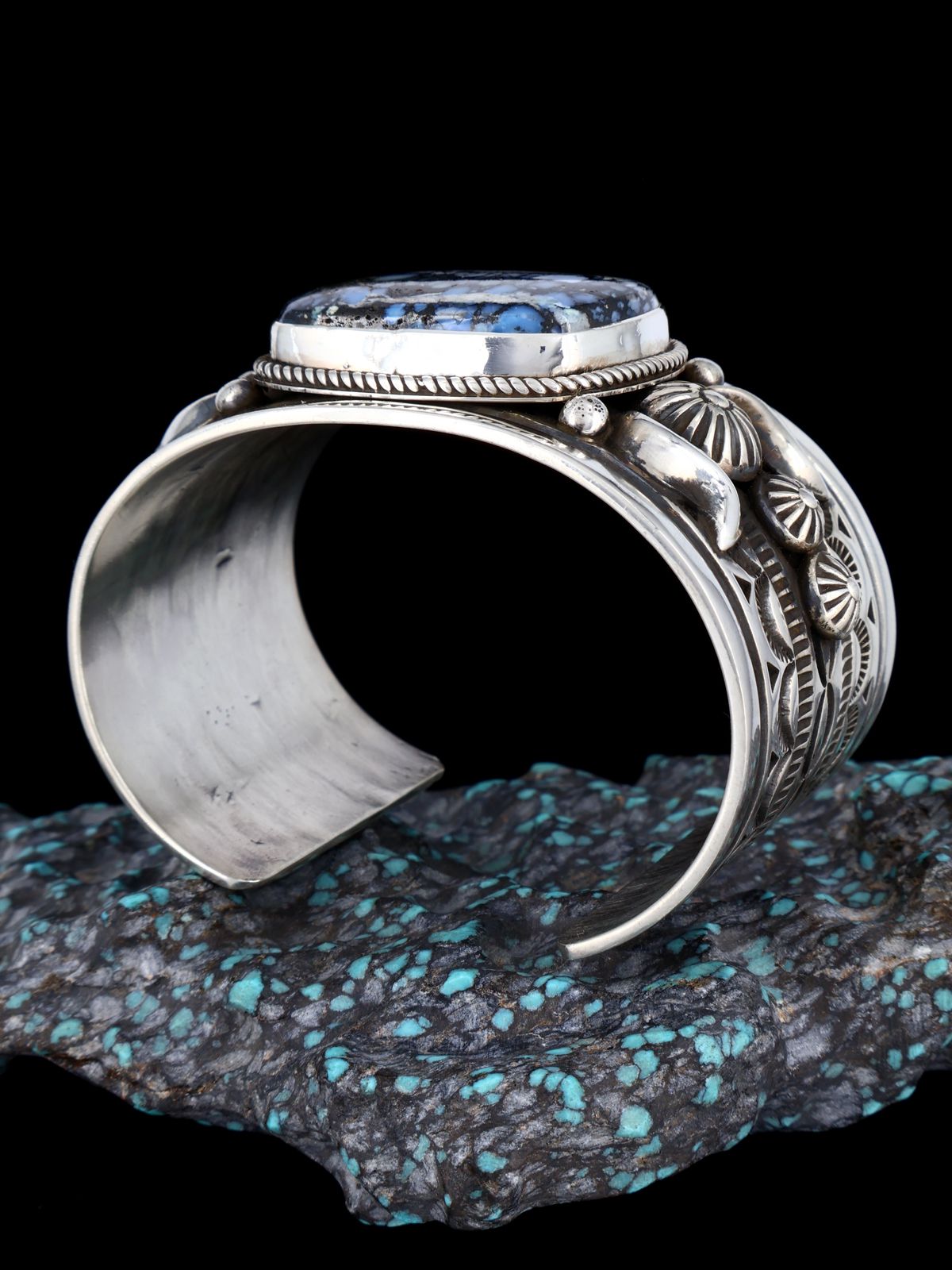 Native American Sterling Silver Wild Blue Cuff Bracelet