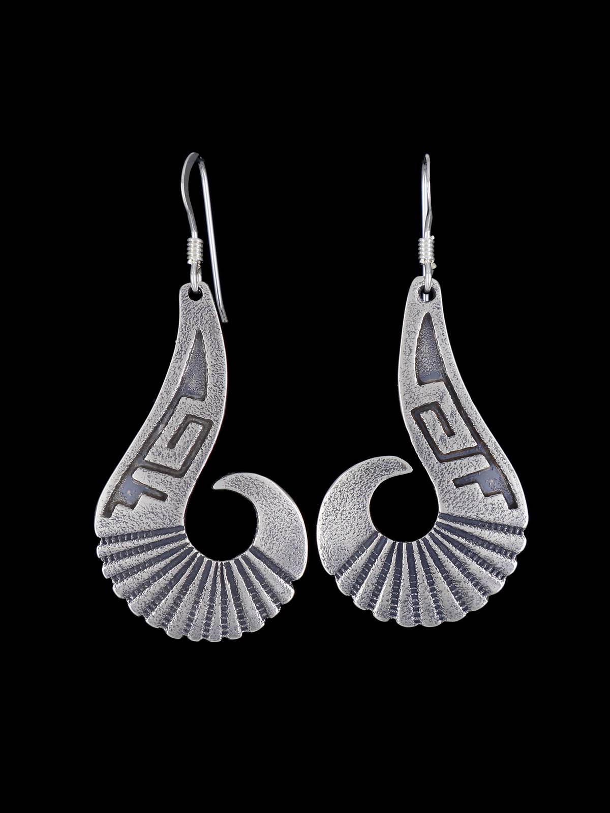 Navajo Sterling Silver Overlay Dangle Earrings